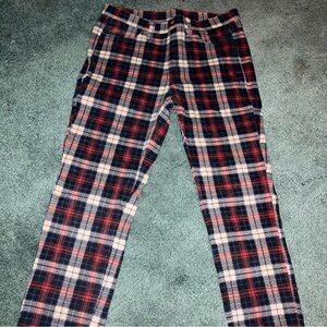 Plaid stretchy Pants - Red & Navy